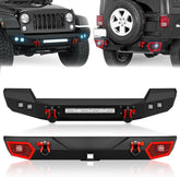 Full Width Front Bumper and Rear Bumper Compatible with 2007-2018 Jeep Wrangler JK JKU Unlimited (2/4 Doors)| Yzona